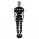 Cut Out Printed Casual 2piece Trouser Sets