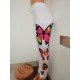 Sports White Butterfly Pattern Drawstring Long Trousers