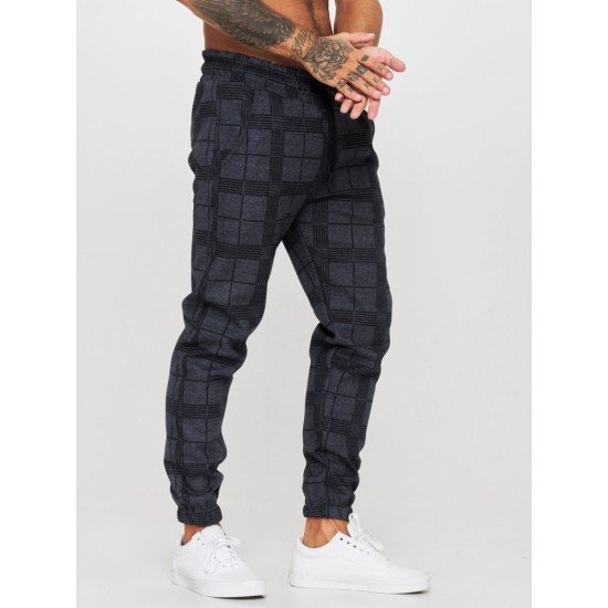 Casual Plaid Drawstring Men Long Pants