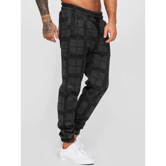 Casual Plaid Drawstring Men Long Pants