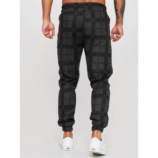 Casual Plaid Drawstring Men Long Pants