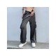 Casual Patchwork Straight Leg Embroidery Trousers