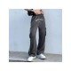 Casual Patchwork Straight Leg Embroidery Trousers