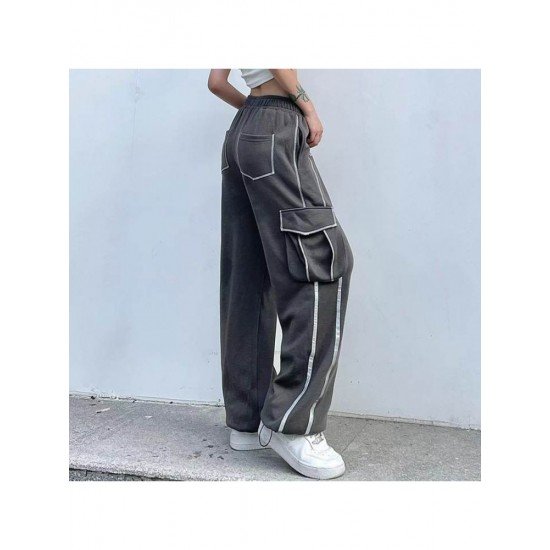 Casual Patchwork Straight Leg Embroidery Trousers