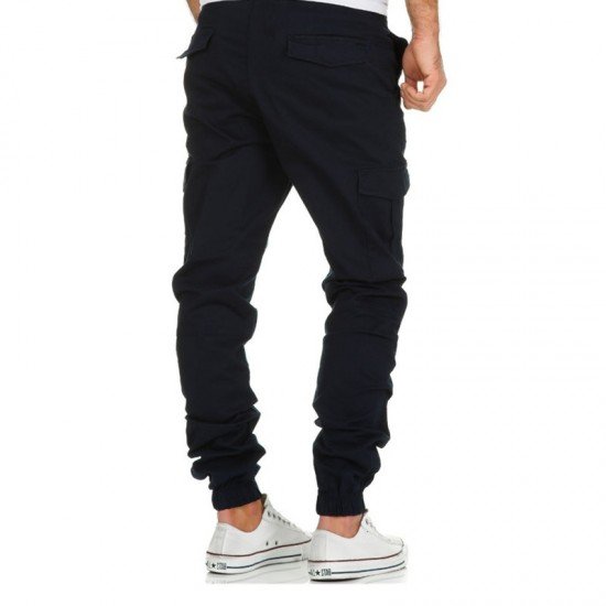 Sports Casual Black Pencil Cargo Pants For Men