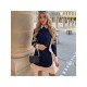  2022 Contrast Color Ruffled Women's Long Sleeve Dress