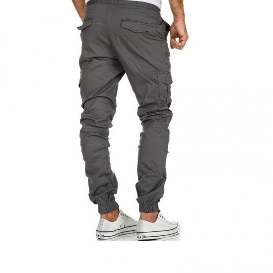 Sports Casual Black Pencil Cargo Pants For Men