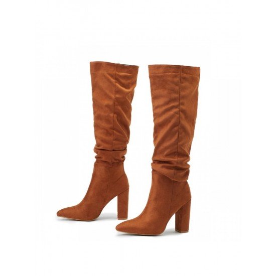  Pure Color Suede High Boots For Women