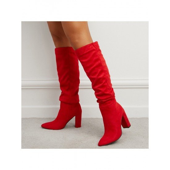  Pure Color Suede High Boots For Women