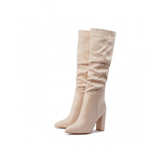  Pure Color Suede High Boots For Women