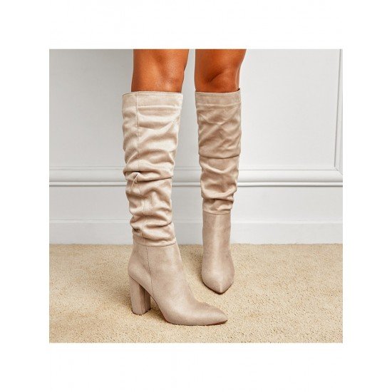  Pure Color Suede High Boots For Women