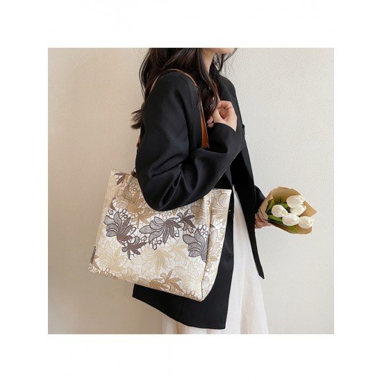 Vintage Flower Embroidery Shoulder Tote Bags