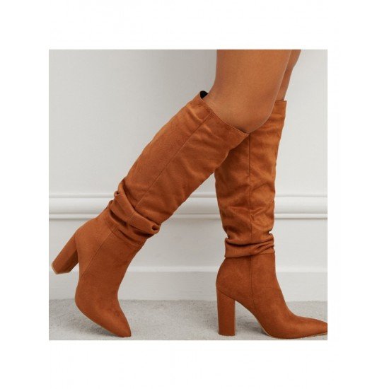  Pure Color Suede High Boots For Women