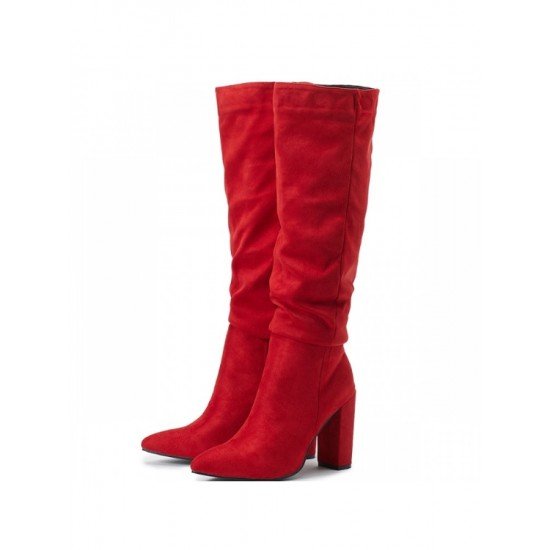  Pure Color Suede High Boots For Women