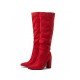  Pure Color Suede High Boots For Women