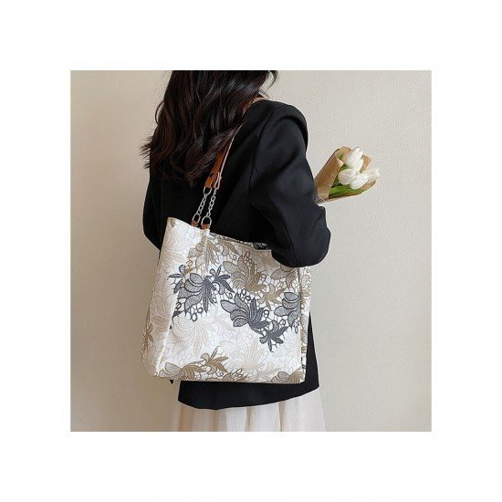 Vintage Flower Embroidery Shoulder Tote Bags