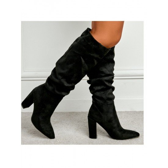  Pure Color Suede High Boots For Women