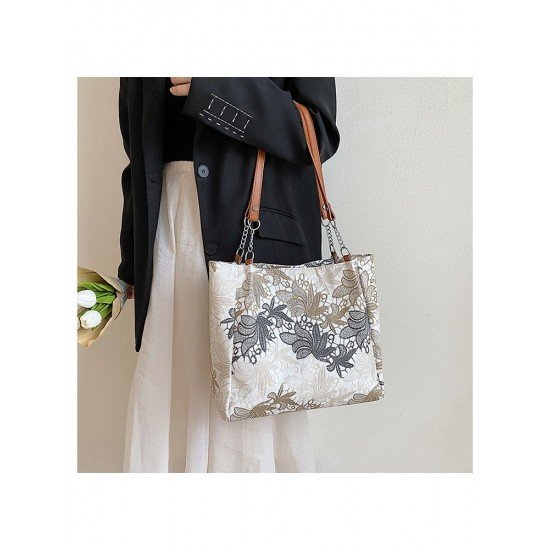 Vintage Flower Embroidery Shoulder Tote Bags