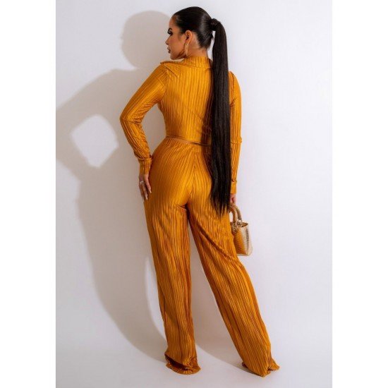  Women's Sexy Pleated Pure Color Trouser Sets