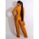  Women's Sexy Pleated Pure Color Trouser Sets