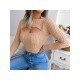  Pure Color Round Neck Hollowed Out Knitwear