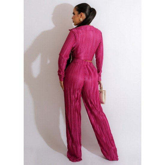  Women's Sexy Pleated Pure Color Trouser Sets