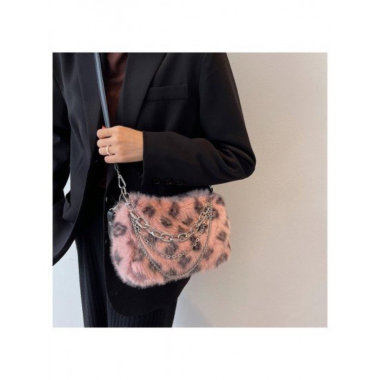 Casual Leopard Plush Shoulder Bags