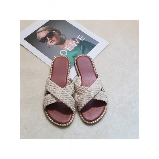  PU Woven Flat Slippers For Women