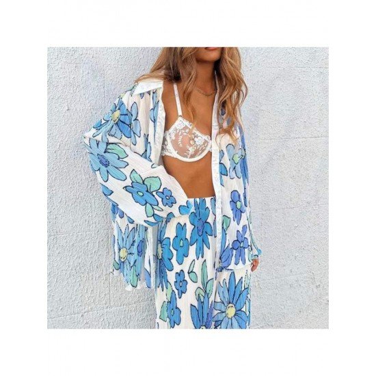 Summer Casual Printing Long-sleeved 2 Piece Trouser Sets