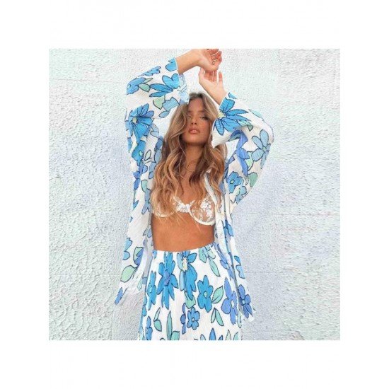 Summer Casual Printing Long-sleeved 2 Piece Trouser Sets