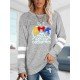 Printed Gray Casual Fall Sweatshirts