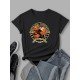 Halloween Pumpkin Graphic Short Sleeve Women T Shirts