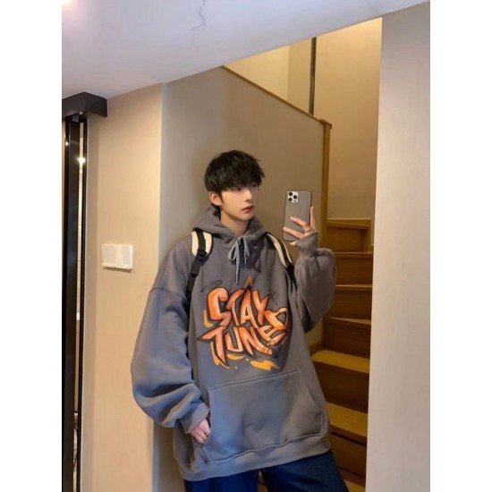  Casual Versatile Letter Printing Long Sleeve Men's Hoodie