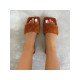  Pure Color Square Toe Women's Flat Fur Slippers