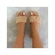  Pure Color Square Toe Women's Flat Fur Slippers