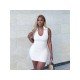 Sexy White V Neck Sleeveless Bodycon Mini Dress