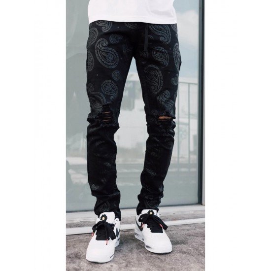  Fashion Printing Ripped Men's Denim Jeans