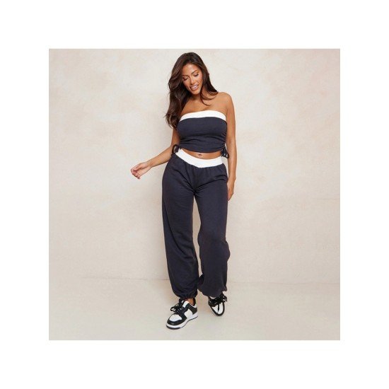 Ruched Strapless Cropped Top And Trouser Sets