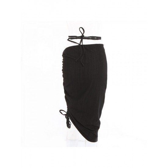 Black Stylish Ruched Skirts For Women