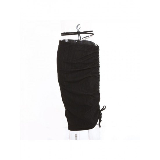 Black Stylish Ruched Skirts For Women