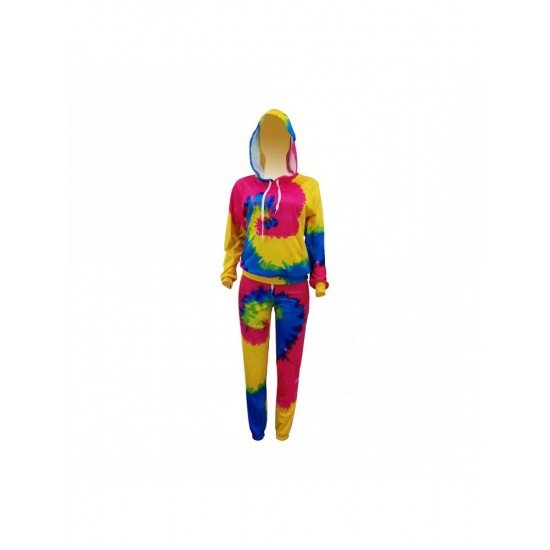  Leisure Sports Tie Dyed Women's Trouser Two-Piece Set