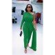  Pure Color Oblique Shoulder Casual Jumpsuit