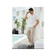  Men's Linen Pure Color Lace Up Short Sleeve Shirts