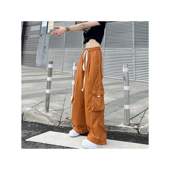 Summer Solid Drawstring Wide Leg Trousers