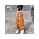 Summer Solid Drawstring Wide Leg Trousers