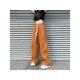 Summer Solid Drawstring Wide Leg Trousers