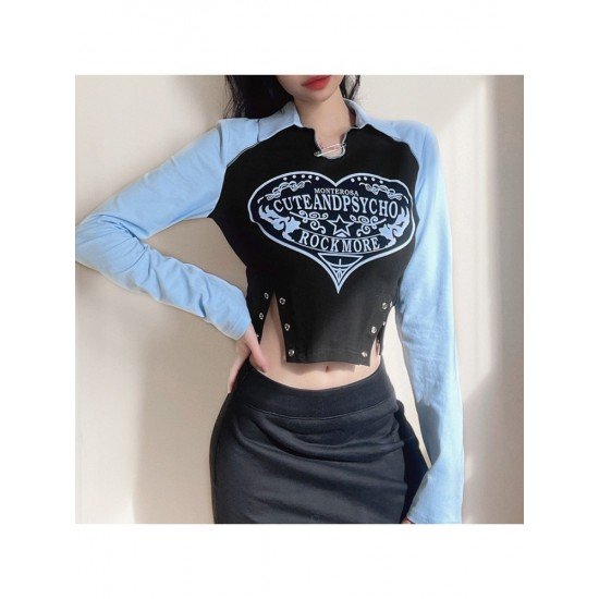  Fashion Letter Printing Contrast Color T-Shirt