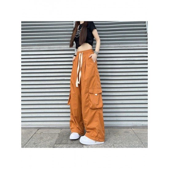 Summer Solid Drawstring Wide Leg Trousers