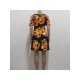 Casual Summer Sunflower Pattern Cold Sleeve Dress