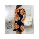 Casual Summer Sunflower Pattern Cold Sleeve Dress